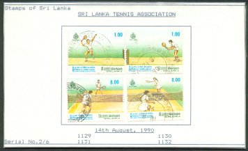 Set of 4 Sri Lanka Stamps - Tennis Association, 1990